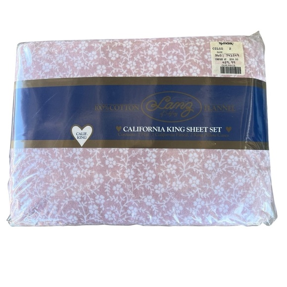 Y2K Lanz of Salzburg California King Flannel Sheet Set Pink Floral NEW Portugal - Picture 1 of 8